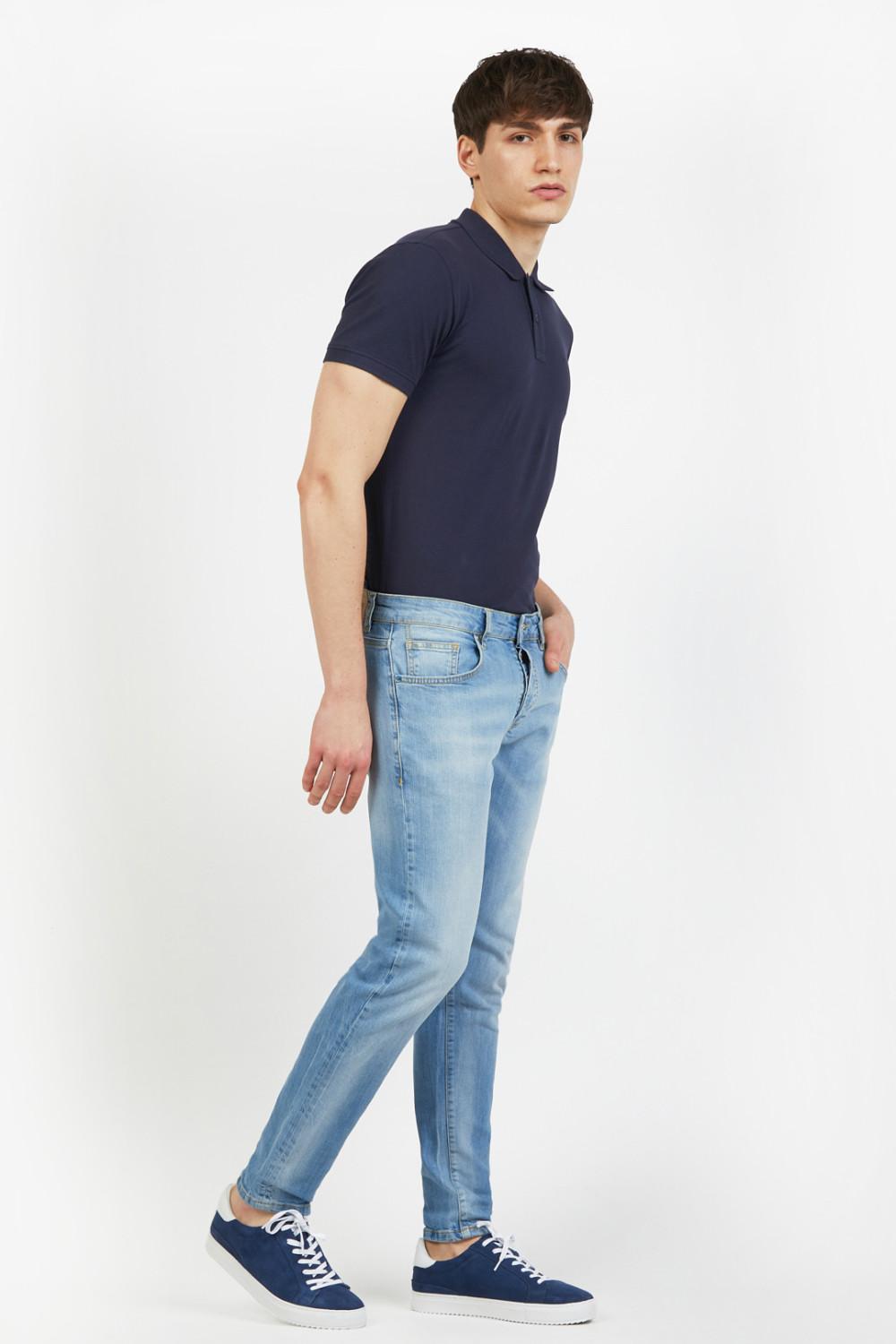 Jeans 5 tasche slim fit lavaggio blu chiaro